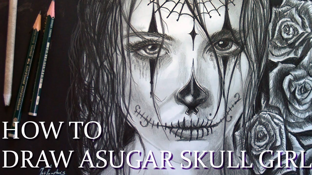 1280x720 How To Draw A Sugar Skull Girl Realistic Mexican Holiday, Day Of - Mexican Girl Sketch