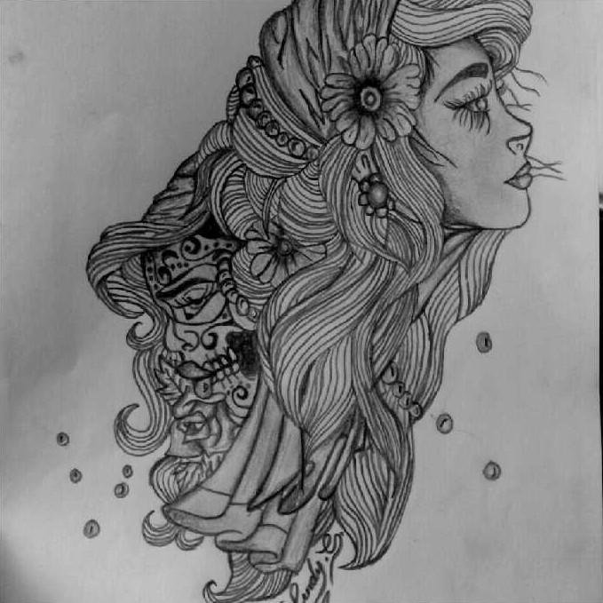 679x679 Gypsy Inspired Tattoo Shared By @cinderella Chikwiriro - Mexican Girl Sketch