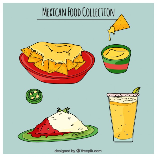 626x626 Sketches Tasty Mexican Gastronomy Vector Free Download - Mexican Sketches