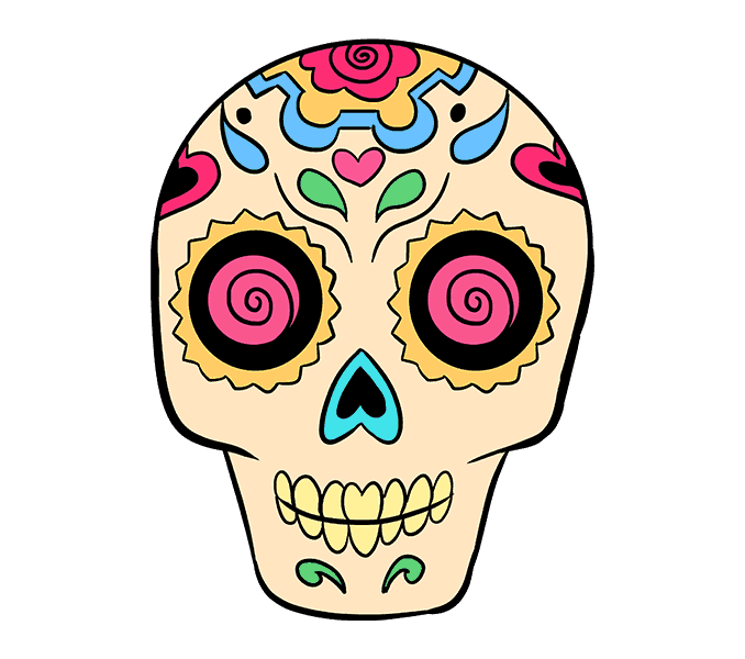678x600 How To Draw A Sugar Skull Step By Step Tutorial Easy Drawing - Mexican Skull Sketch