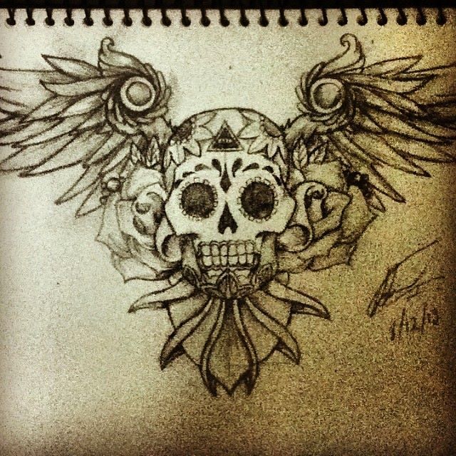 640x640 Mexican Sugar Skull Tattoo. - Mexican Skull Sketch