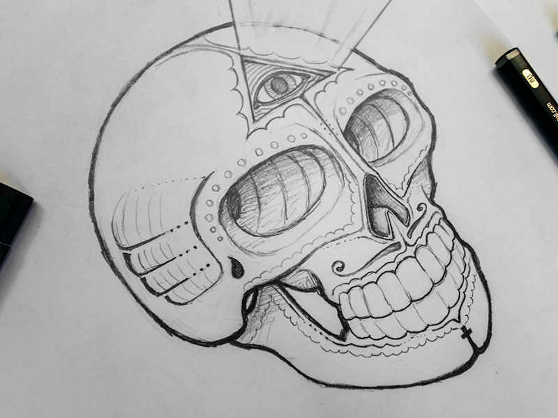 Mexican Skull Sketch at PaintingValley.com | Explore collection of ...