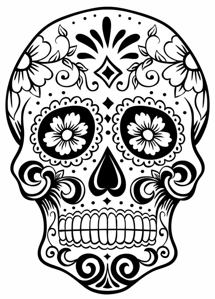 736x1020 The Coolest Free Coloring Pages For Adults Printables + Diy - Mexican Skull Sketch