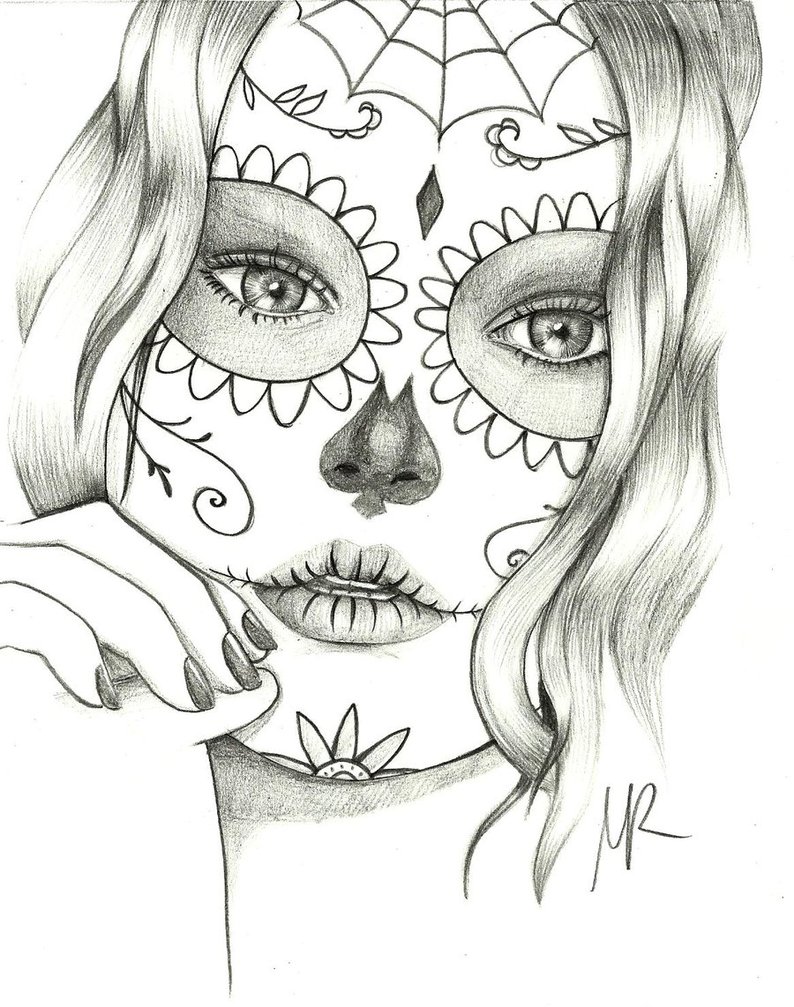 794x1007 Traditional Sugar Skull Sketch - Mexican Skull Sketch