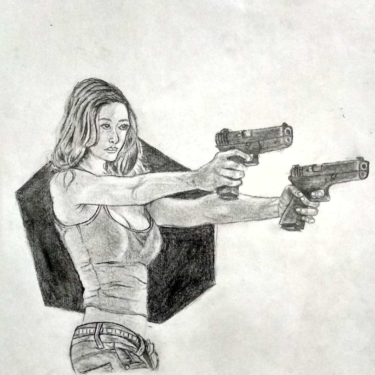1280x1280 Girl With The Gun - Mi Sketch
