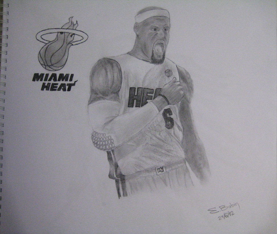 972x821 Lebron James Miami Heat By Jekamaldavan - Miami Heat Logo Sketch