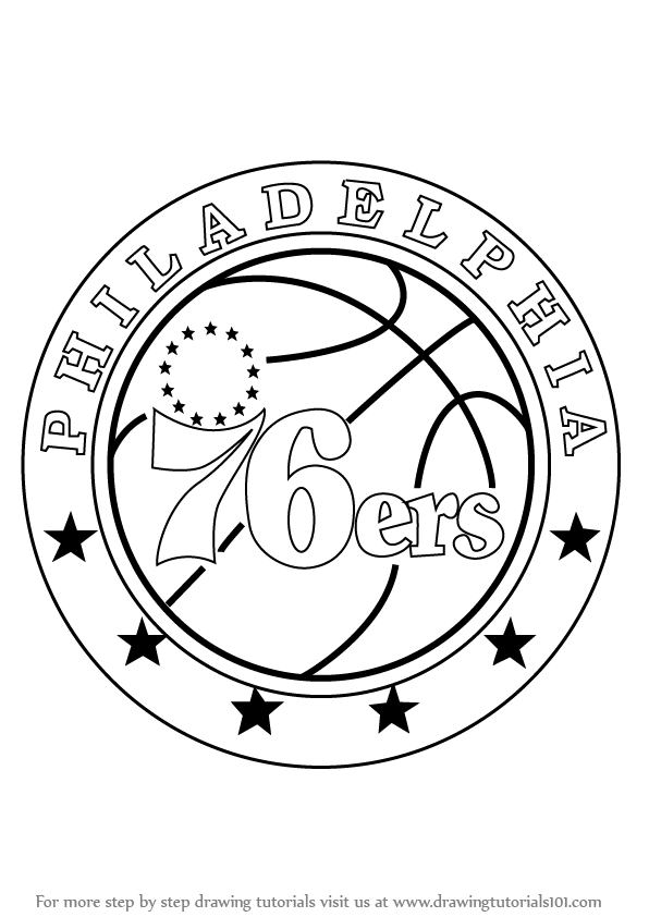596x842 Learn How To Draw Philadelphia 76ers Logo (Nba) Step By Step - Miami Heat Logo Sketch