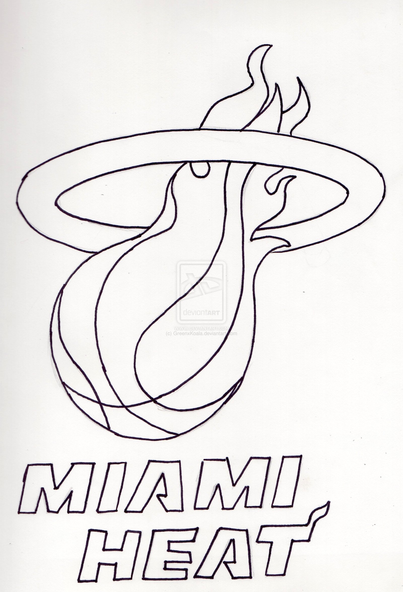 1600x2350 Pin Heater Sketch Images To - Miami Heat Logo Sketch