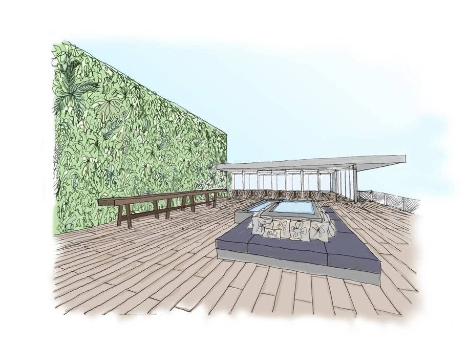 914x674 Juvia Restaurant Mur Vegetal Patrick Blanc - Miami Sketch