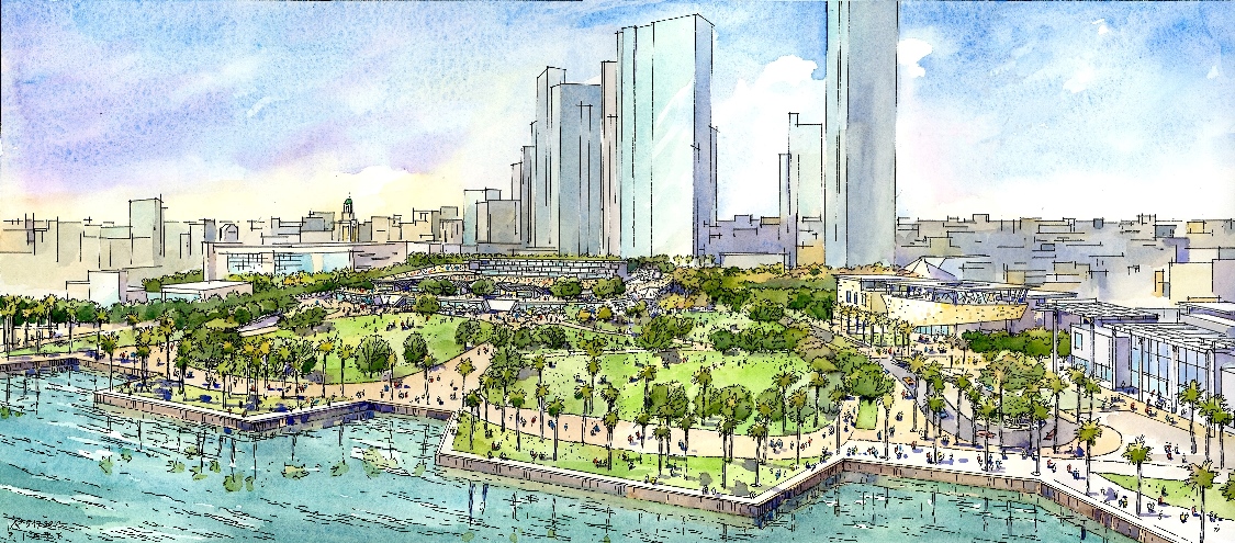 1125x495 Miami Beckham United Aerial Watercolor - Miami Sketch