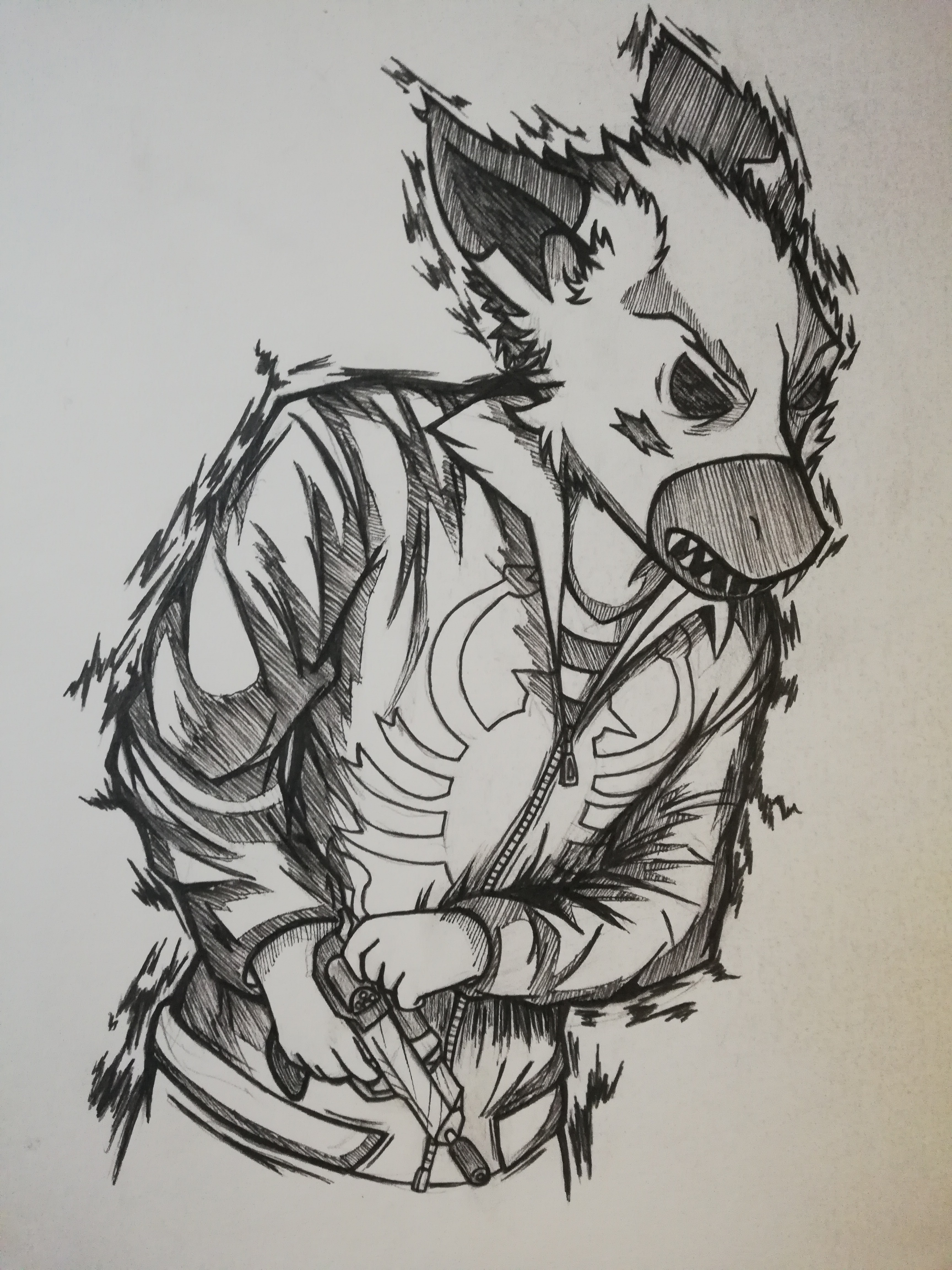 3456x4608 Some Hotline Miami Sketch I Did For A Friend In 2015 (Note I Have - Miami Sketch