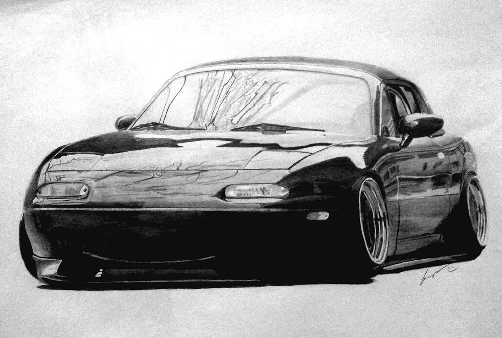 1024x689 My Drawing Of A Miata - Miata Sketch
