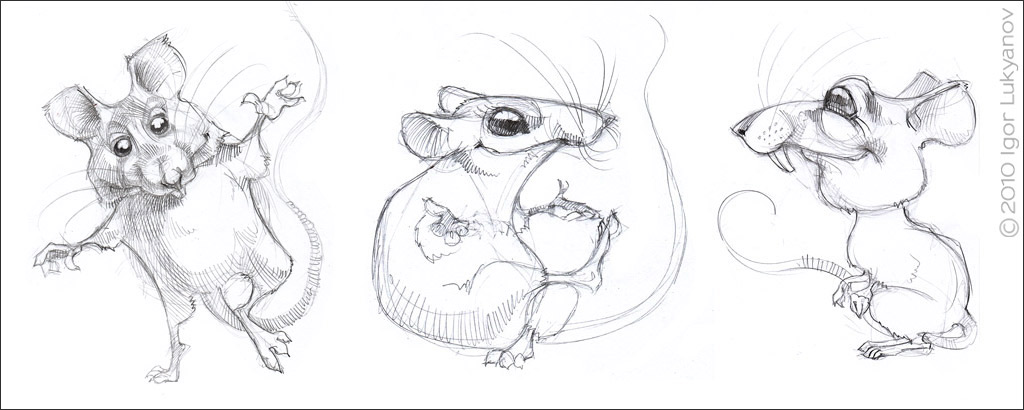 1024x410 Cute Mice Characters Sketch - Mice Sketch