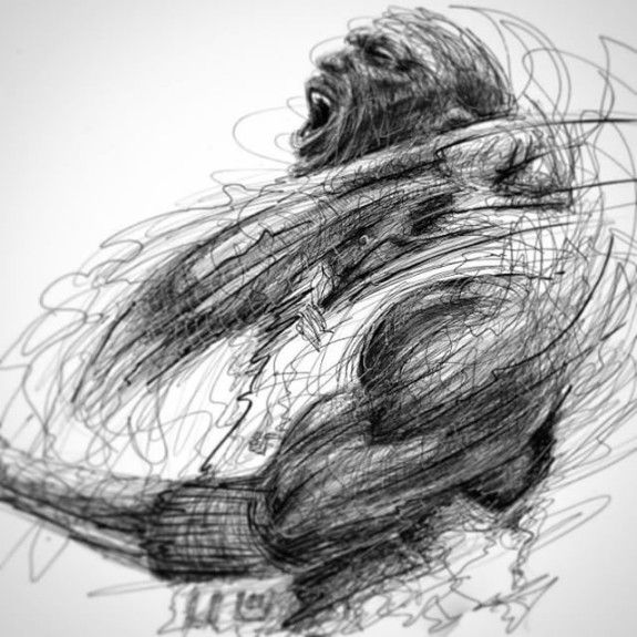 575x575 Michael Jordan Scribble Scream Sketch Artwork - Michael Jordan Sketch