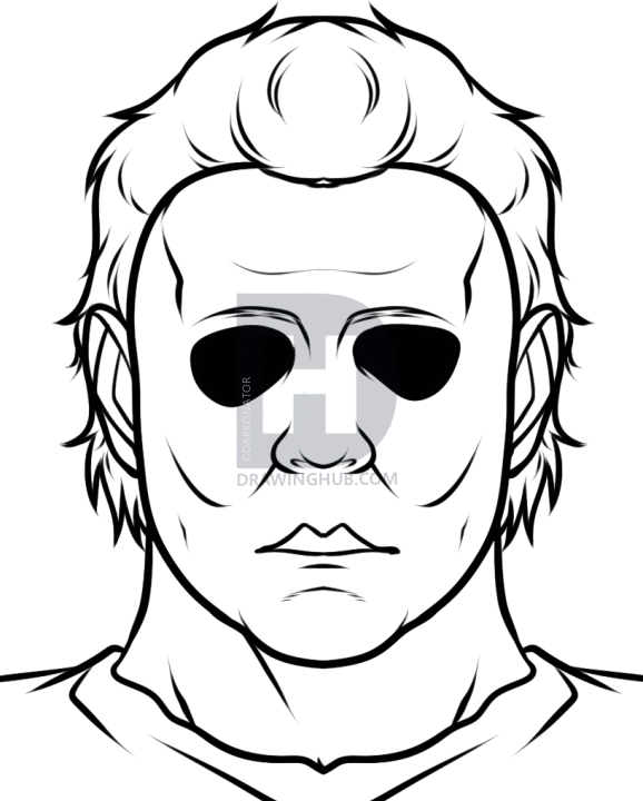 578x720 How To Draw Michael Myers Easy, Step By Step, Drawing Guide, By - Michael Myers Sketch