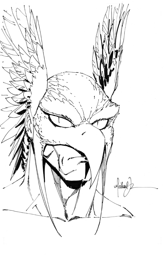 576x898 Being Carter Hall Hawkman Head Sketch By Michael Turner - Michael Turner Sketch