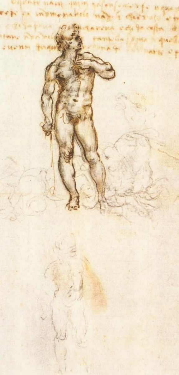 575x1200 Sketch Of David By Michelangelo By Leonardo Da Vinci History - Michelangelo David Sketch