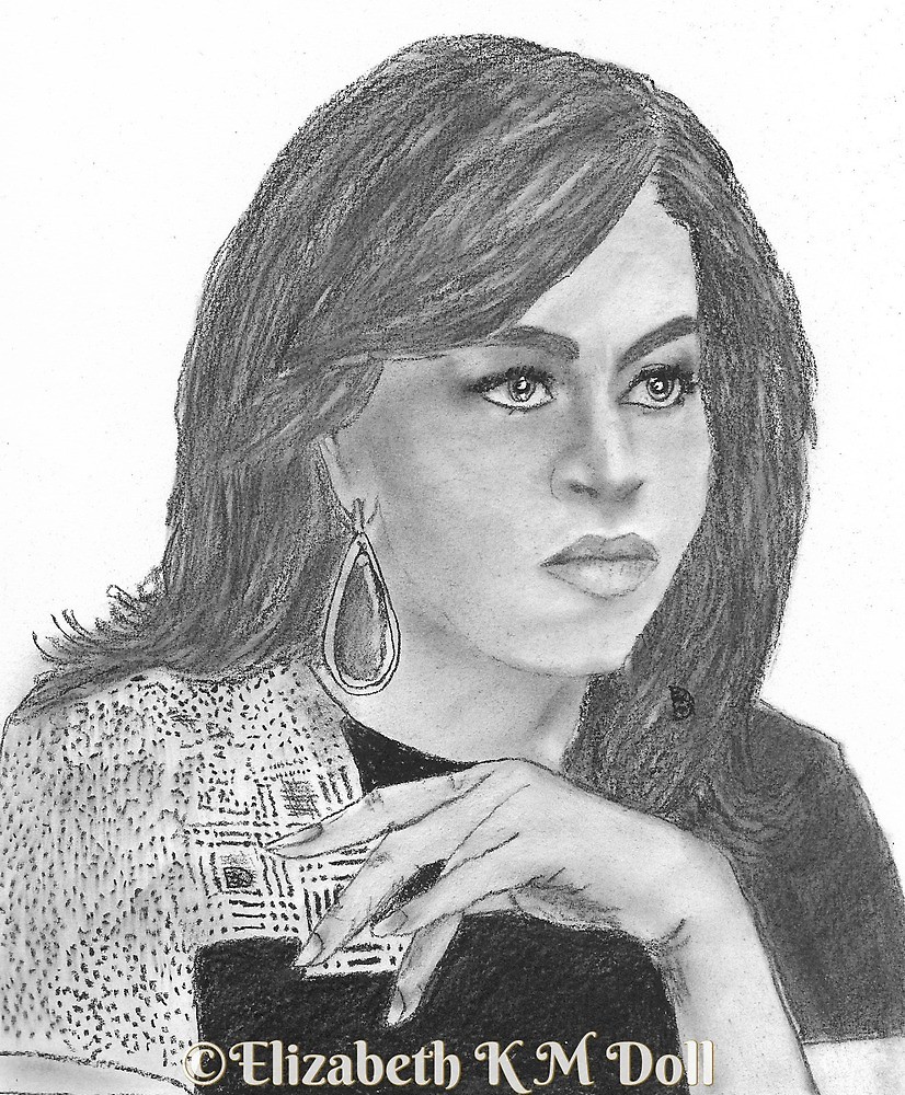 826x1000 Michelle Obama Hand Drawn In Charcoal By Elizabeth Doll Redbubble - Michelle Obama Sketch