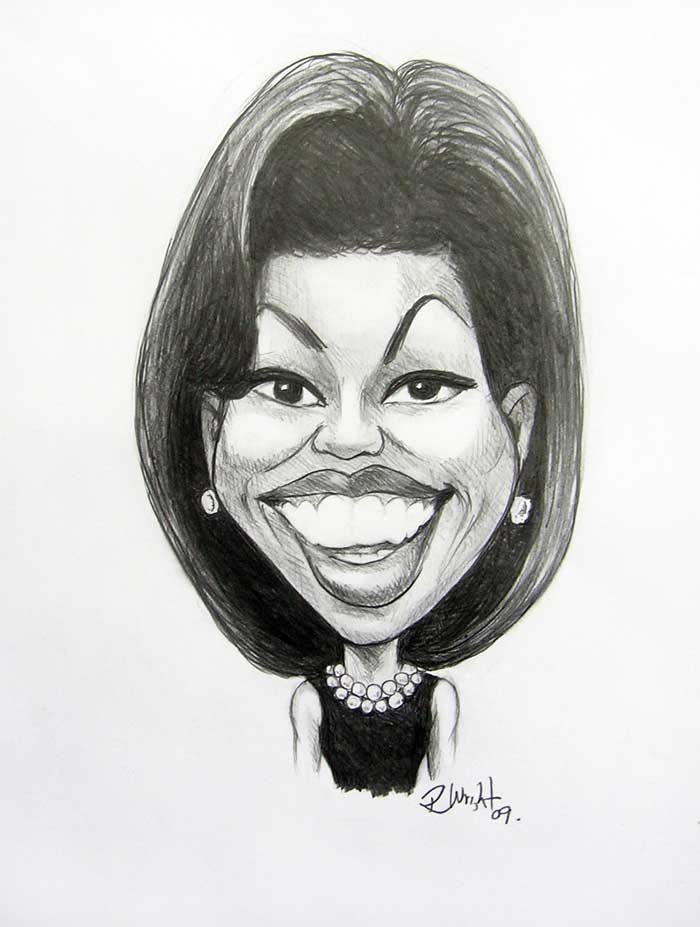 700x927 Michelle Obama Sm Caricatures By Rick - Michelle Obama Sketch