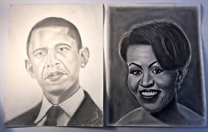 300x191 Rare! Original Pencil Sketch Barack And Michelle Obama By Unknown - Michelle Obama Sketch