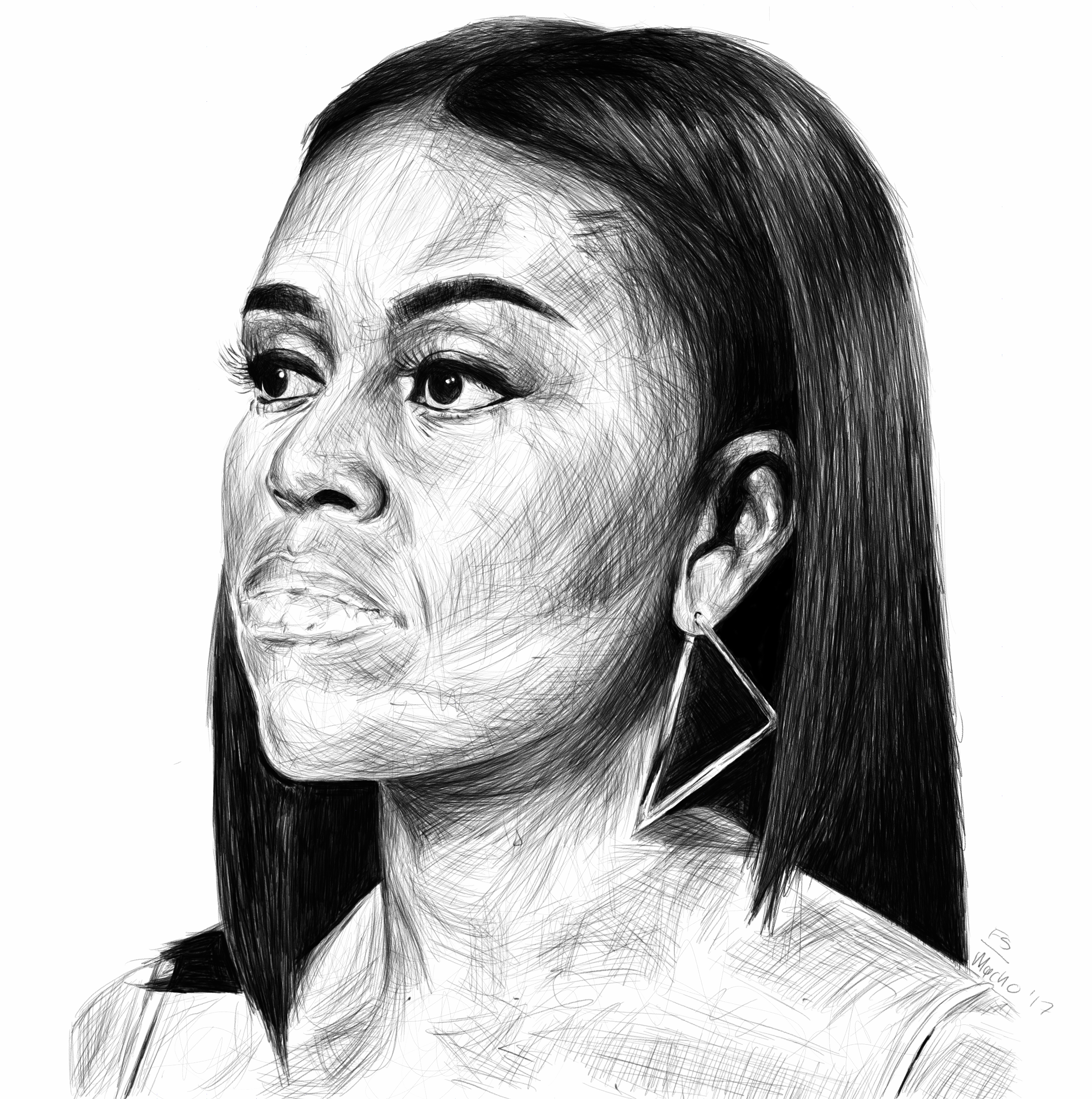 2812x2830 The Former First Lady - Michelle Obama Sketch