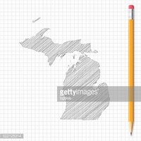 200x200 Michigan Map Sketch With Pencil On Grid Paper Stock Vectors - Michigan Sketch