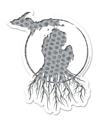 400x500 Michigan Roots Logo Vinyl Sticker - Michigan Sketch