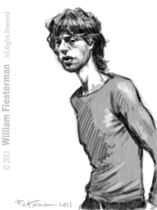 525x700 William Fiesterman One Painting Or Drawing Per Day Young Mick Jagger - Mick Jagger Sketch
