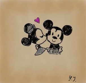 304x292 Sketch Of Mickey And Minnie Mouse. Made With Draw Something 2. By - Mickey And Minnie Mouse Sketch