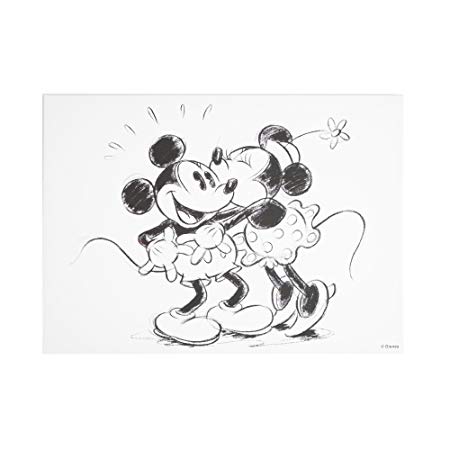 450x450 Disney Retro Vintage Mickey Amp Minnie Mouse Sketch Hugging Canvas - Mickey And Minnie Mouse Sketch