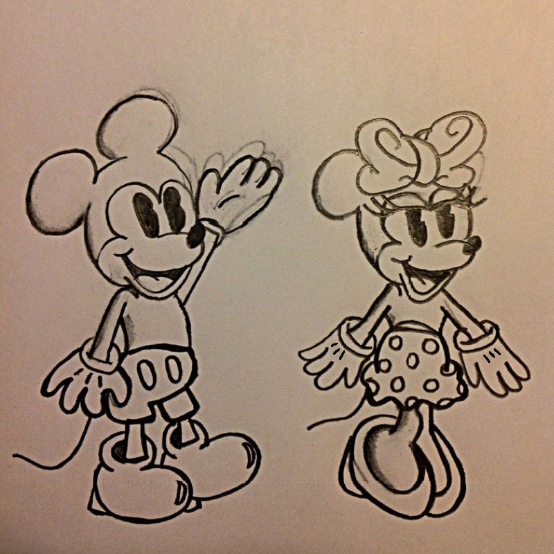 800x800 Mickey And Minnie Sketch By Sonicandknucklesftw - Mickey And Minnie Sketch