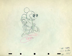300x234 Mickey Mouse Amp Minnie Mouse Brave Little Tailor 1938 Disney Cel - Mickey And Minnie Sketch