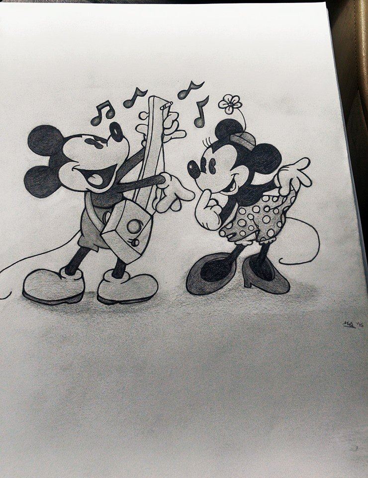 740x960 Mickey And Minnie Mouse Sketch - Mickey And Minnie Sketch