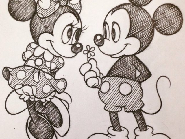 640x480 Pencil Sketches Of Mickey And Minnie Mouse - Mickey And Minnie Sketch