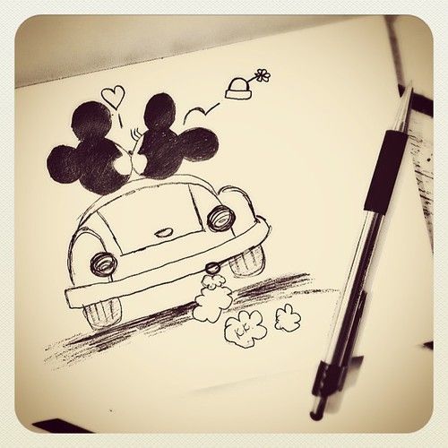 500x500 Drawing Mickey And Minnie Mouse Dibujos Minnie - Mickey And Minnie Sketch
