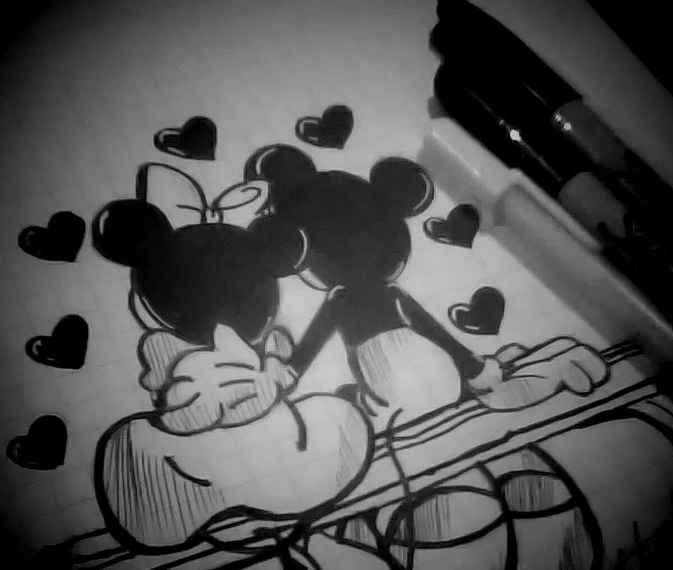960x812 Minnie Mouse And Mickey Mouse Sketch Sharpie... By Gurashiera21 On - Mickey Minnie Sketch