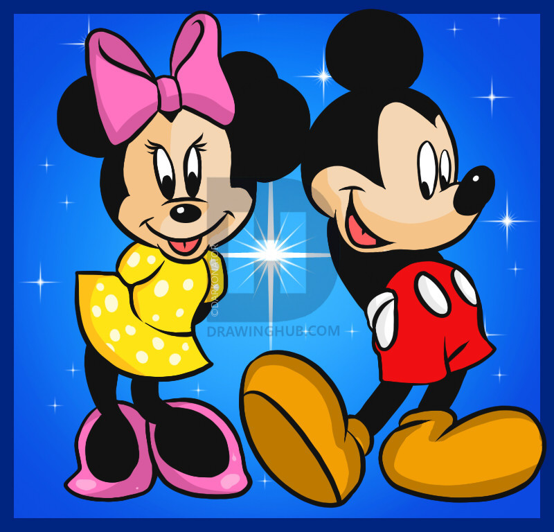 800x768 How To Draw Mickey And Minnie, Step By Step, Drawing Guide, By - Mickey Mouse And Minnie Mouse Sketch