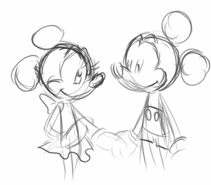 296x260 Gif Pencil Drawing Kawaii Drawing - Mickey Mouse And Minnie Mouse Sketch