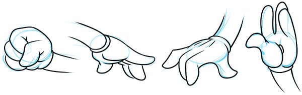 600x190 How To Draw Cartoon Hands - Mickey Mouse Cartoon Sketch