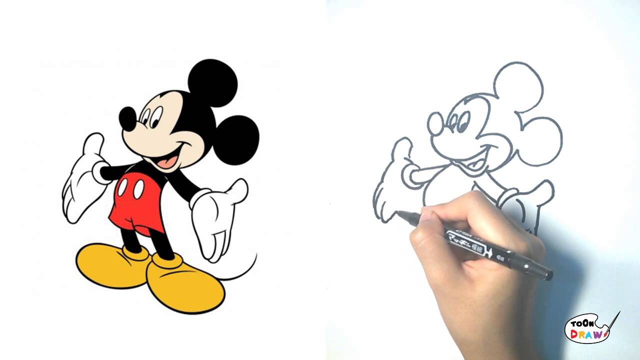 1280x720 Mickey Mouse How To Draw Mickey Mouse Step By Step - Mickey Mouse Cartoon Sketch