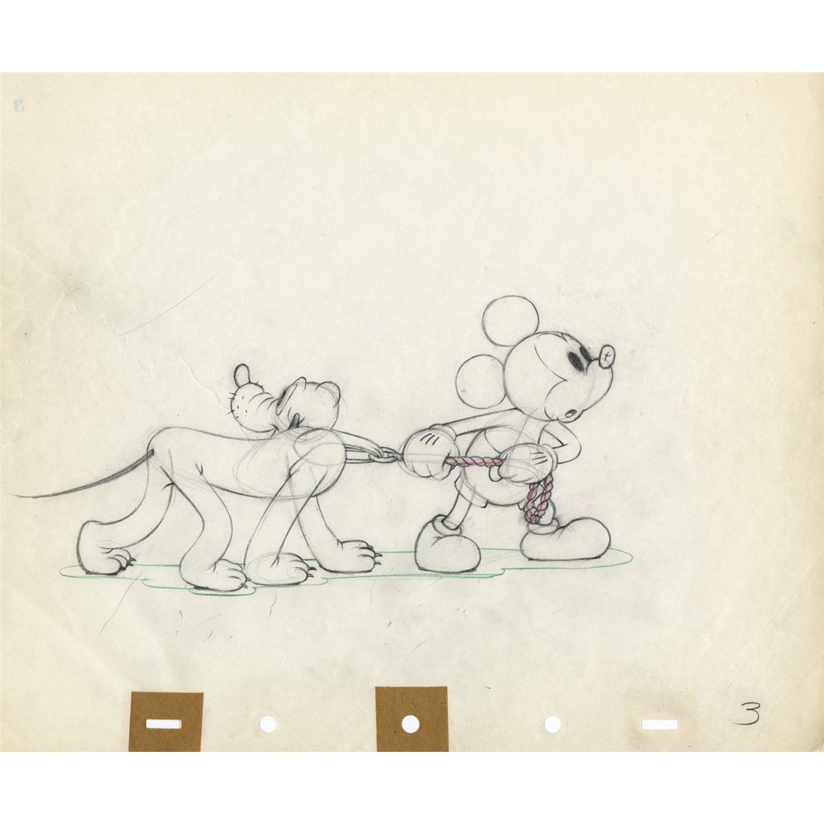 1200x1200 Original Production Drawing Of Mickey Mouse And Pluto From Society - Mickey Mouse First Sketch