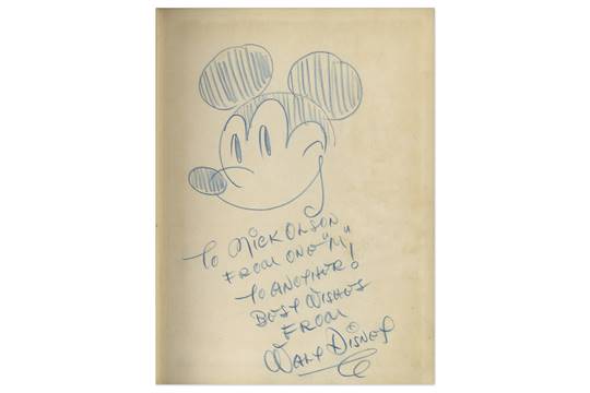 540x360 Walt Disney Signed Drawing Of Mickey Mouse - Mickey Mouse First Sketch