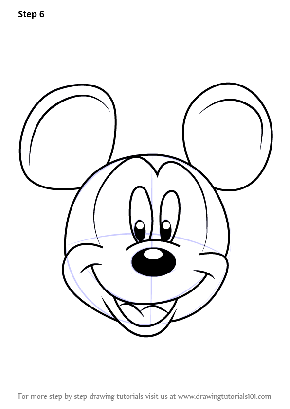 596x842 Learn How To Draw Mickey Mouse Face From Mickey Mouse Clubhouse - Mickey Mouse Head Sketch