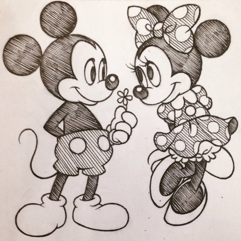 1024x1024 Micky And Mouse Pencil Drawing Pencil Sketch Of Mickey Mouse - Mickey Mouse Pencil Sketch