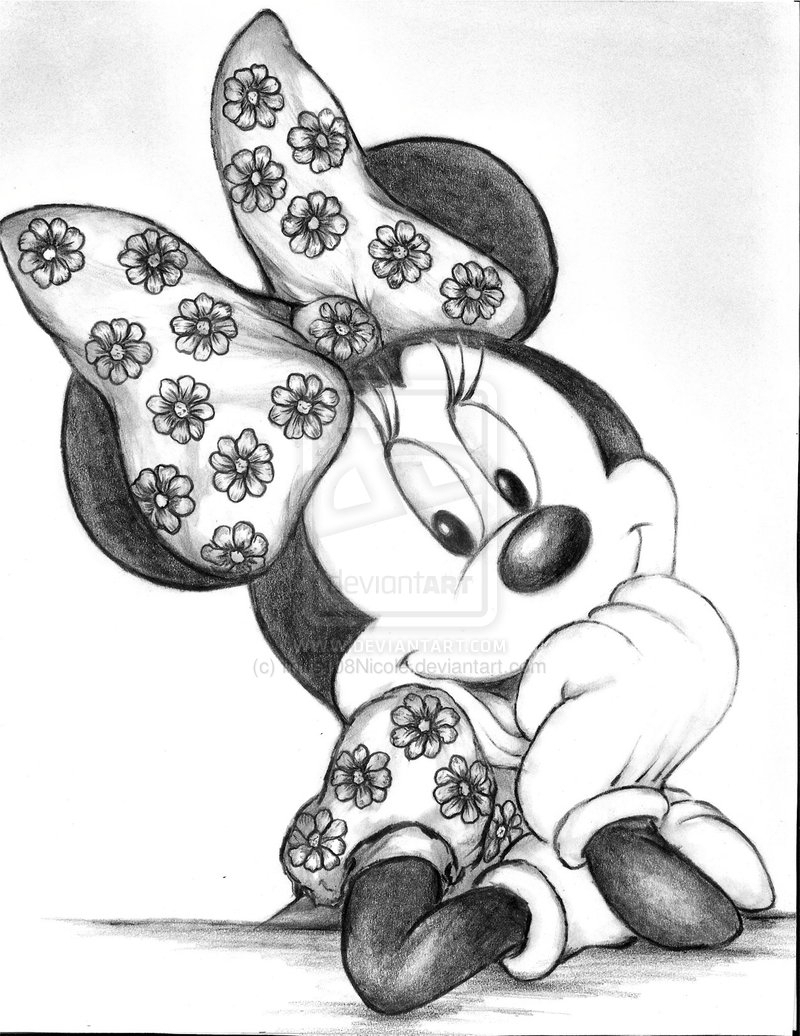 800x1036 Minnie Mouse Pencil Cartoon Art Pictures - Mickey Mouse Pencil Sketch
