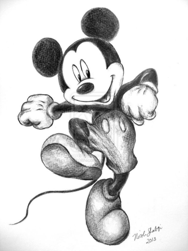 768x1024 Pencil Sketch Of Mickey Mouse Pencil Art Mickey - Mickey Mouse Pencil Sketch