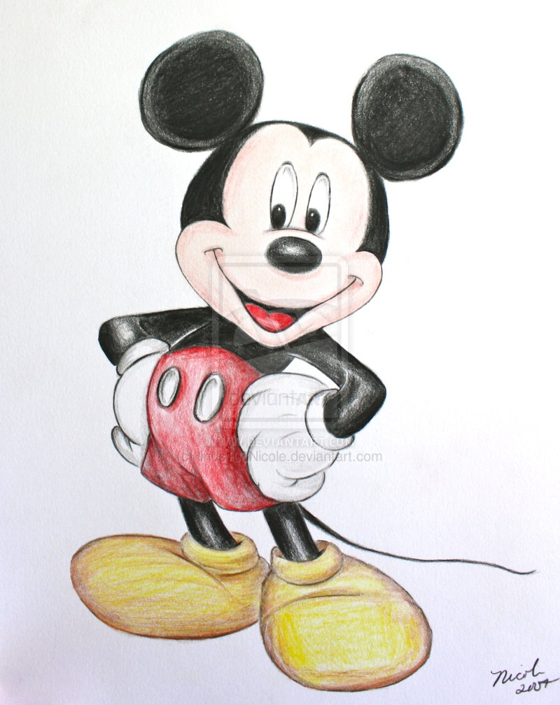 800x1008 Pencil Sketches Of Minnie Mouse Mickey Mouse (Color)linus108nicole - Mickey Mouse Pencil Sketch