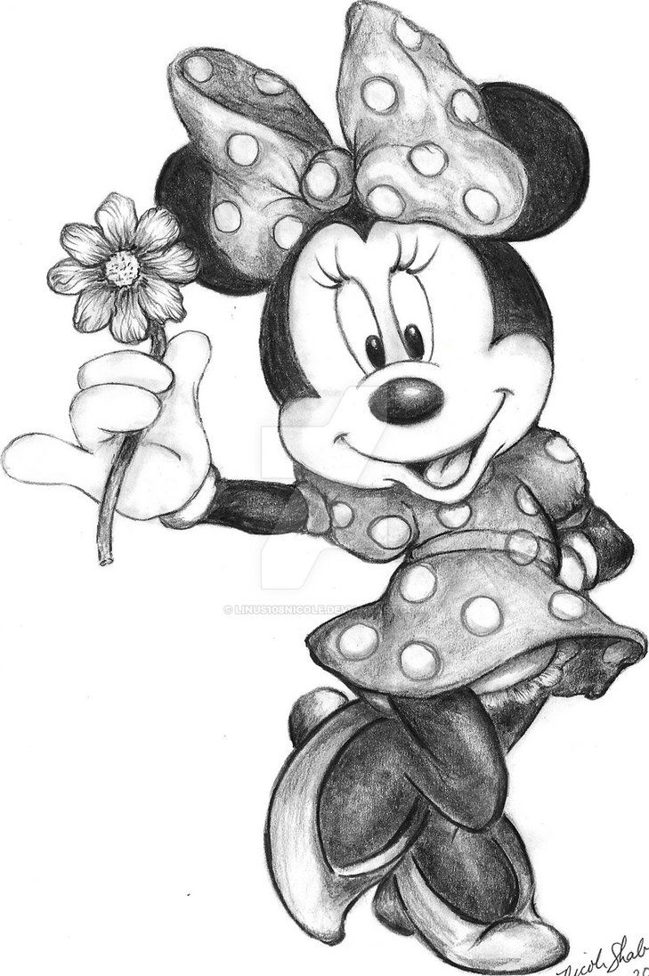 729x1096 Drawn Pencil Minnie Mouse - Mickey Mouse Pencil Sketch