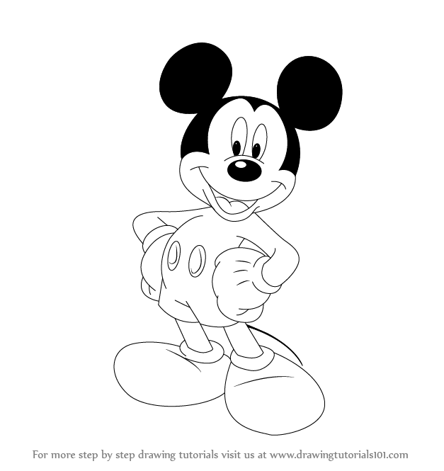627x665 Mickey Mouse Sketch Drawing Skill - Mickey Mouse Sketch Images