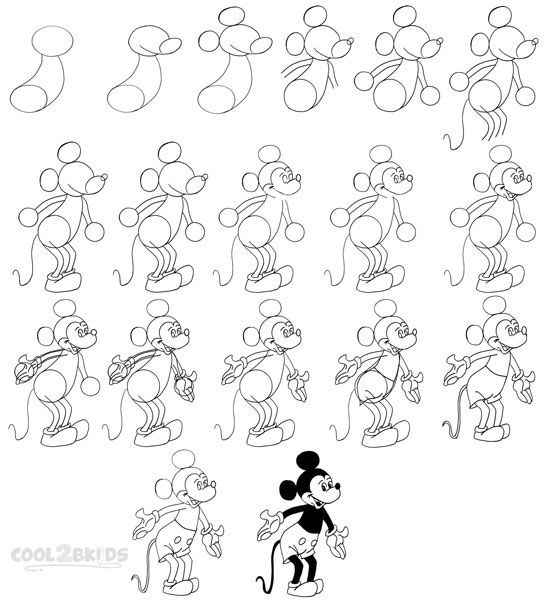 548x600 How To Draw Mickey Mouse Step By Step Drawing Tutorial With - Mickey Mouse Sketch Step By Step